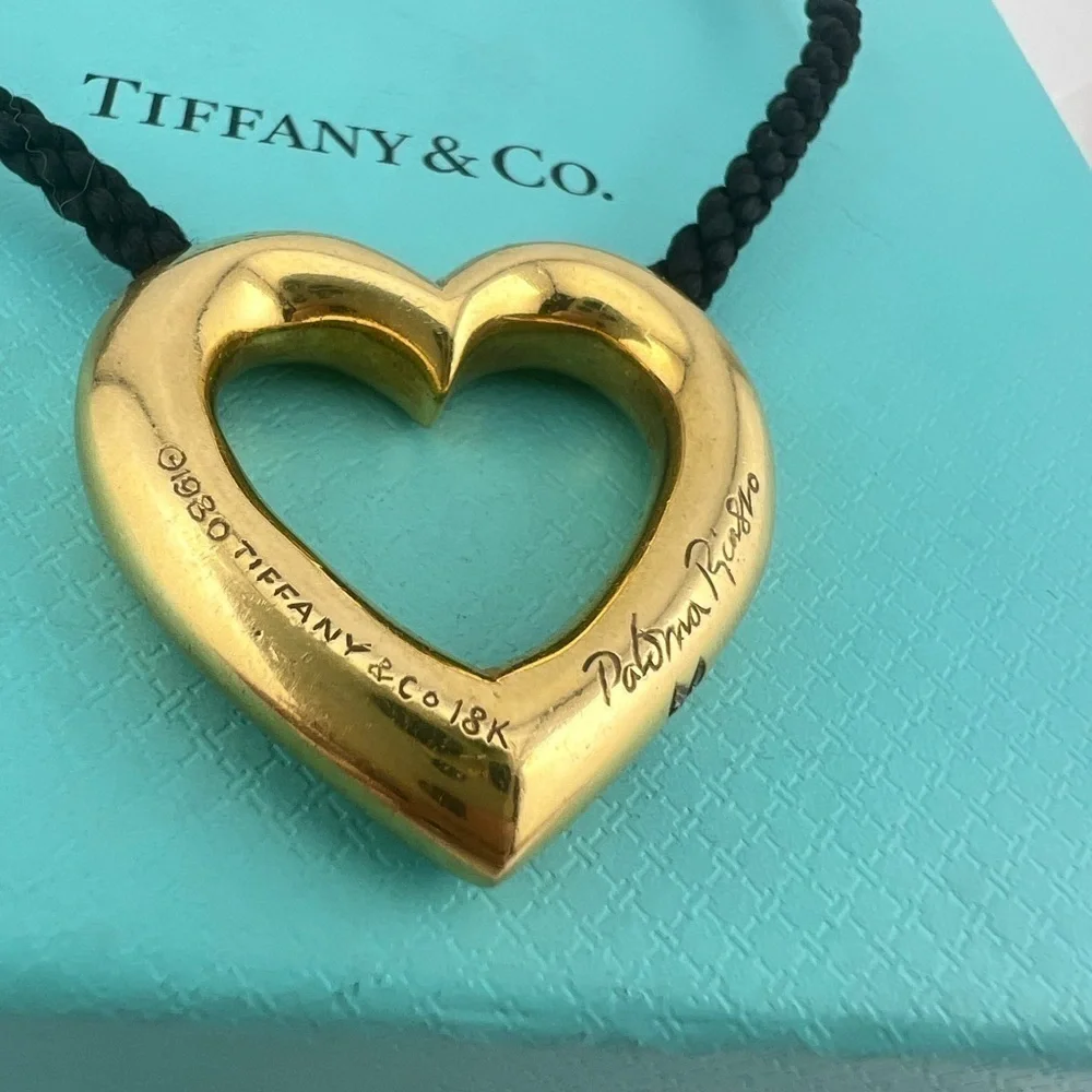 RARE Vtg. Tiffany & Co. Paloma Picasso Diamond Heart Silk Necklace 28g